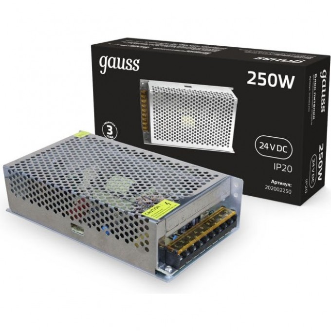 Блок питания GAUSS 250W 24V IP20 1/36 202002250 Блок питания GAUSS 250W 24V IP20 1/36 202002250
