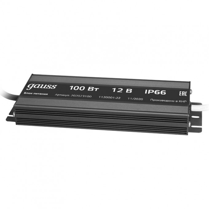 Блок питания GAUSS для светодиодной ленты 100W 12V IP66 1/15 пылевлагозащищенный 202023100 Блок питания GAUSS для светодиодной ленты 100W 12V IP66 1/15 пылевлагозащищенный 202023100