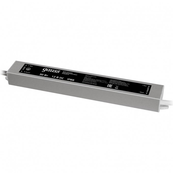 Блок питания GAUSS для светодиодной ленты 30W 12V IP66 1/50 пылевлагозащищенный 202023030 Блок питания GAUSS для светодиодной ленты 30W 12V IP66 1/50 пылевлагозащищенный 202023030