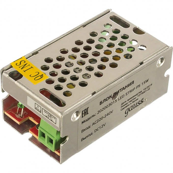 Блок питания GAUSS LED STRIP PS 15W 12V 1/200 202003015 Блок питания GAUSS LED STRIP PS 15W 12V 1/200 202003015
