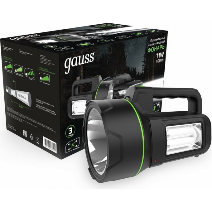 Фонарь прожекторный GAUSS GFL602 11W 400lm Li-ion 4800mAh LED GF602 Фонарь прожекторный GAUSS GFL602 11W 400lm Li-ion 4800mAh LED GF602