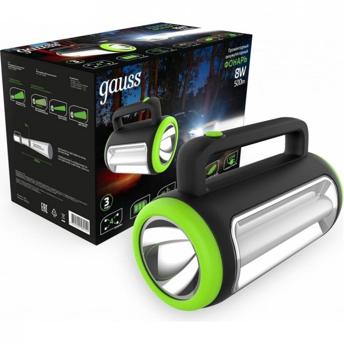 Фонарь прожекторный GAUSS GFL603 8W 500lm lead acid 1500mAh диммируемый LED GF603 Фонарь прожекторный GAUSS GFL603 8W 500lm lead acid 1500mAh диммируемый LED GF603