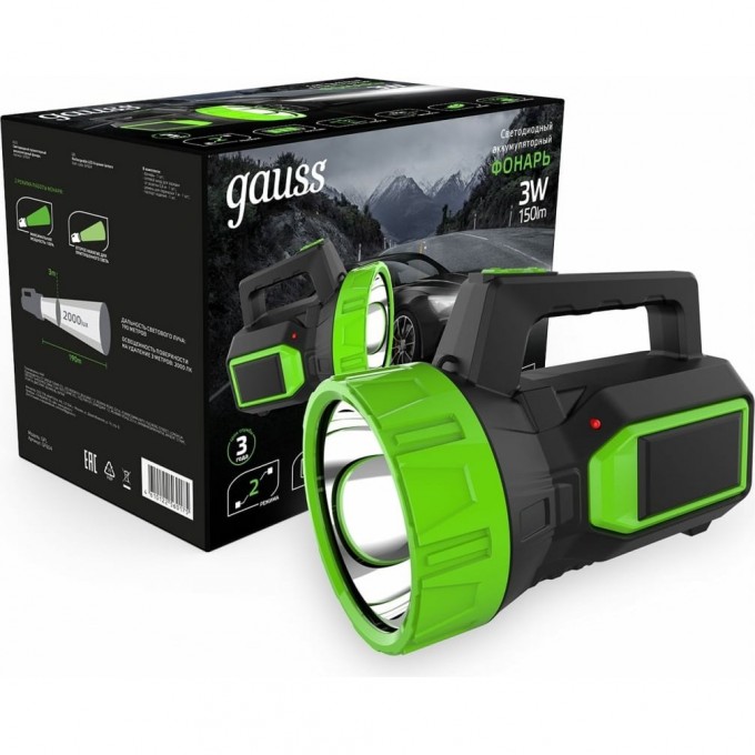 Фонарь прожекторный GAUSS GFL604 3W 150lm lead acid 900mAh LED GF604 Фонарь прожекторный GAUSS GFL604 3W 150lm lead acid 900mAh LED GF604