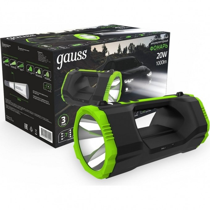 Фонарь прожекторный GAUSS GFL703 20W 1000lm Li-ion 10000mAh диммируемый LED GF703 Фонарь прожекторный GAUSS GFL703 20W 1000lm Li-ion 10000mAh диммируемый LED GF703