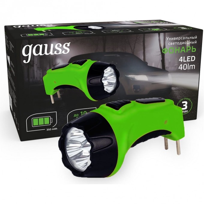 Фонарь ручной GAUSS GFL104 4LED 40lm lead acid 350mAh LED GF104 Фонарь ручной GAUSS GFL104 4LED 40lm lead acid 350mAh LED GF104