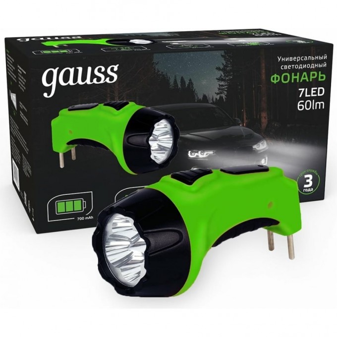 Фонарь ручной GAUSS GFL105 7LED 60lm lead acid 700mAh LED GF105 Фонарь ручной GAUSS GFL105 7LED 60lm lead acid 700mAh LED GF105