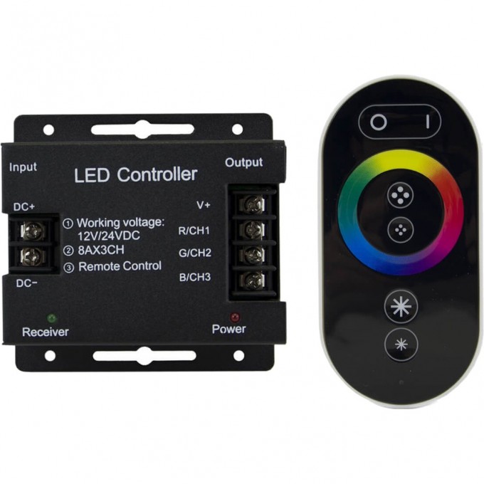Контроллер GAUSS для RGB 288W 24А с сенсорным пультом управления цветом (черный) 201113288 Контроллер GAUSS для RGB 288W 24А с сенсорным пультом управления цветом (черный) 201113288