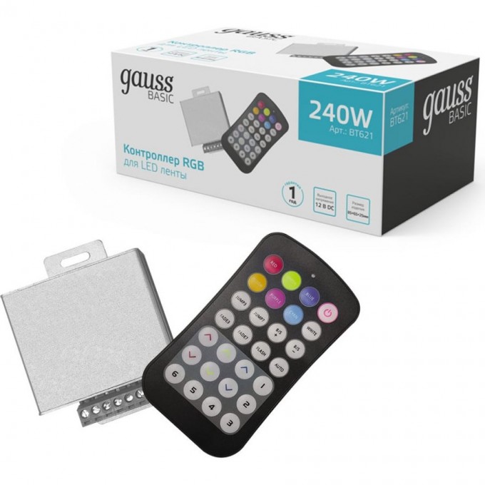 Контроллер RGB GAUSS BASIC для ленты LED 12V 240W BT621 Контроллер RGB GAUSS BASIC для ленты LED 12V 240W BT621