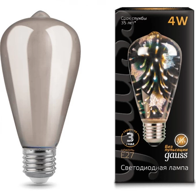 Лампа GAUSS BLACK FILAMENT LED 3D-BUTTERFLY E27 4W 147802404 Лампа GAUSS BLACK FILAMENT LED 3D-BUTTERFLY E27 4W 147802404
