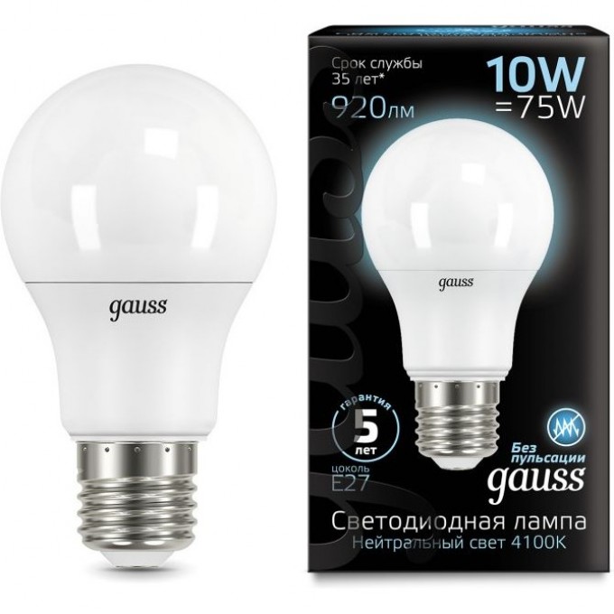 Лампа GAUSS BLACK LED A60 10W E27 4100K 102502210 Лампа GAUSS BLACK LED A60 10W E27 4100K 102502210