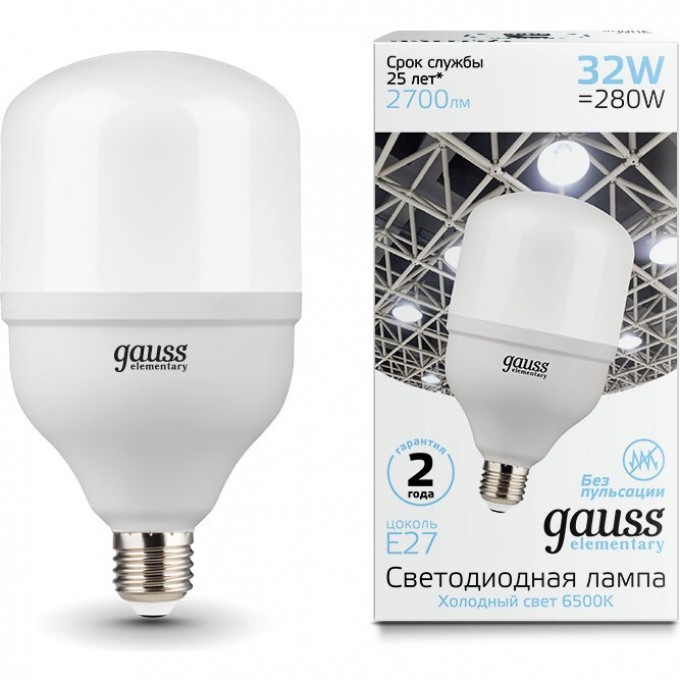 Лампа GAUSS ELEMENTARY LED T100 E27 32W 2700LM 63233 Лампа GAUSS ELEMENTARY LED T100 E27 32W 2700LM 63233