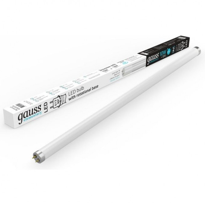 Лампа GAUSS ELEMENTARY T8 10W 780LM 4000K G13 поворотная LED 1/30 стекло 93020-R Лампа GAUSS ELEMENTARY T8 10W 780LM 4000K G13 поворотная LED 1/30 стекло 93020-R