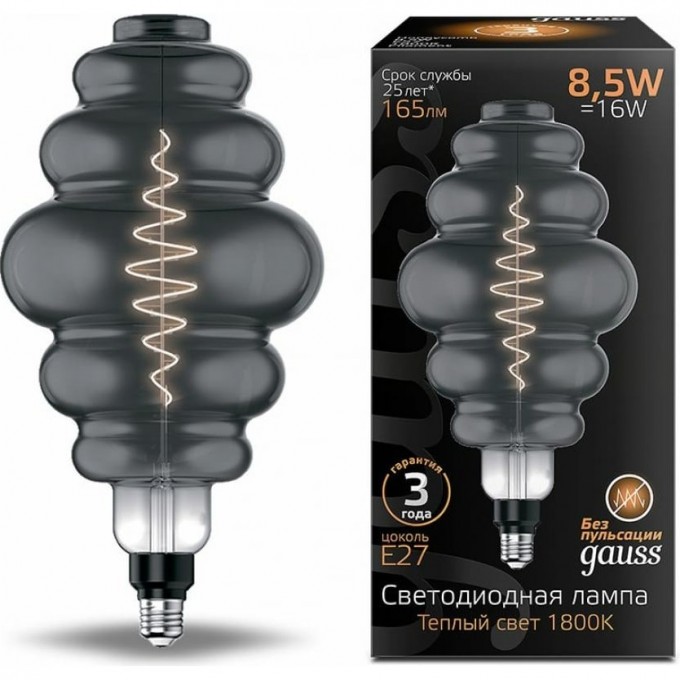 Лампа GAUSS FILAMENT HONEYCOMB 8.5W 165lm 1800К Е27 gray LED 161802005 Лампа GAUSS FILAMENT HONEYCOMB 8.5W 165lm 1800К Е27 gray LED 161802005