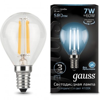 Лампа GAUSS LED BLACK FILAMENT GLOBE E14 7W 4100K