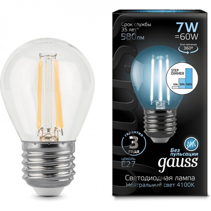 Лампа GAUSS LED BLACK FILAMENT GLOBE E27 7W 4100K STEP DIMMABLE 105802207-S Лампа GAUSS LED BLACK FILAMENT GLOBE E27 7W 4100K STEP DIMMABLE 105802207-S