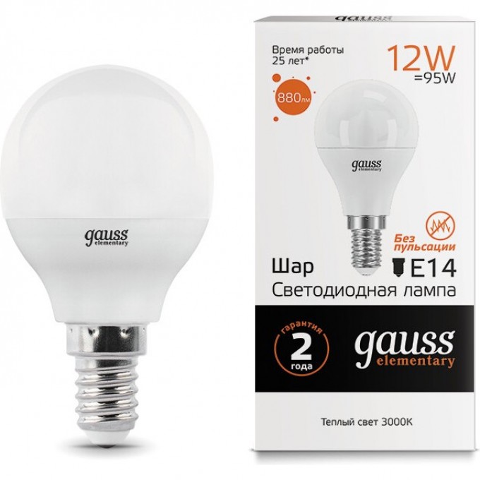Лампа GAUSS LED ELEMENTARY Шар 12W 880LM 53112 Лампа GAUSS LED ELEMENTARY Шар 12W 880LM 53112