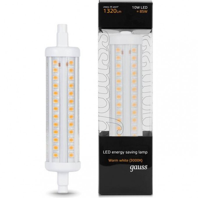 Лампа светодиодная GAUSS LED lamp R7S 10W AC220-240V 3000K 25*118mm LD136419110 Лампа светодиодная GAUSS LED lamp R7S 10W AC220-240V 3000K 25*118mm LD136419110