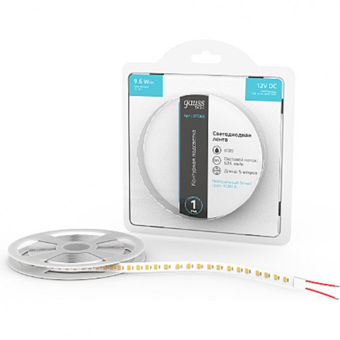 Лента GAUSS BASIC LED 2835/120 12V 4000K IP20 5m BT065 Лента GAUSS BASIC LED 2835/120 12V 4000K IP20 5m BT065