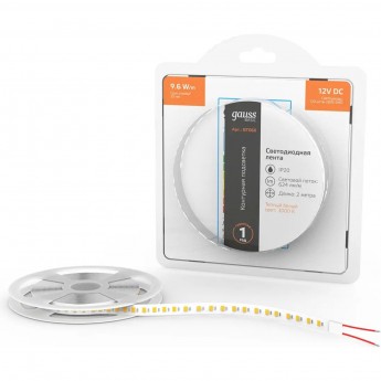 Лента GAUSS BASIC LED 2835/120 12V 9,6W/m 624lm/m 3000K 8mm IP20 2m