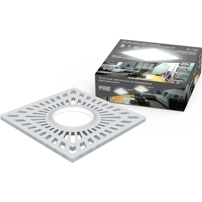 Светильник GAUSS BACKLIGHT квадратный, Белый, Gu5.3, 3W, LED 4000K BL128 Светильник GAUSS BACKLIGHT квадратный, Белый, Gu5.3, 3W, LED 4000K BL128