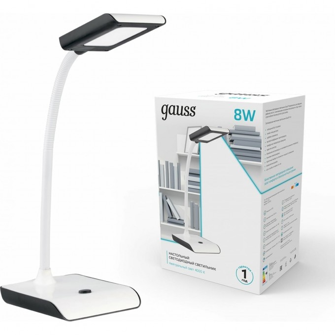 Светильник настольный GAUSS GTL101 550lm 220-240V белый c черным LED 1/20 GT1012 Светильник настольный GAUSS GTL101 550lm 220-240V белый c черным LED 1/20 GT1012