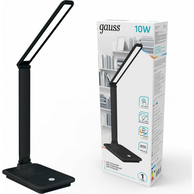 Светильник настольный GAUSS GTL202 550lm 170-265V черный USB LED 1/8/32 GT2022 Светильник настольный GAUSS GTL202 550lm 170-265V черный USB LED 1/8/32 GT2022