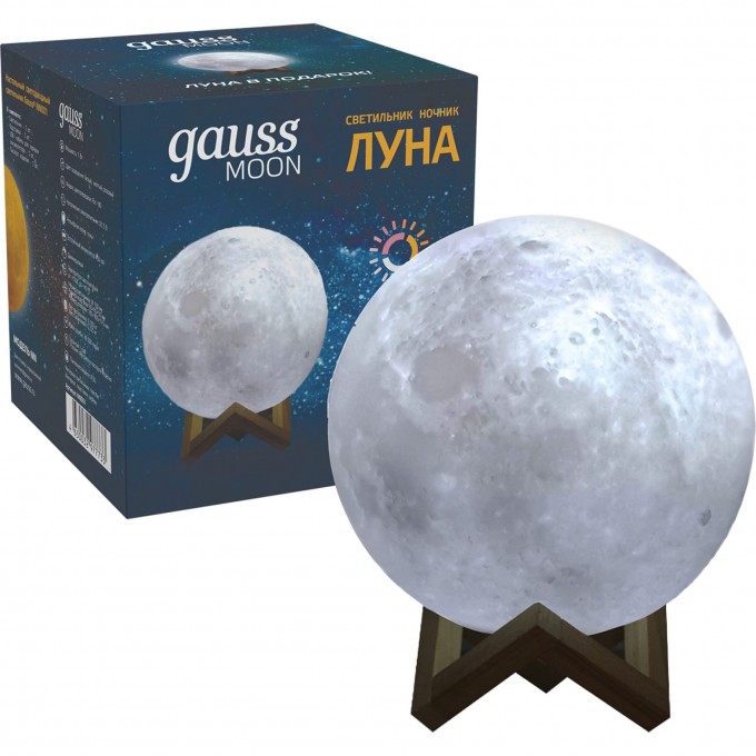 Светильник настольный GAUSS ЛУНА 3D 5V Li-ion 450mA D10см белый LED 1/6/24 NN001 Светильник настольный GAUSS ЛУНА 3D 5V Li-ion 450mA D10см белый LED 1/6/24 NN001