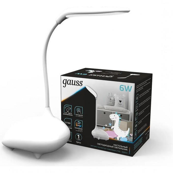 Светильник настольный GAUSS QPLUS GTL701 6W 330lm 2700-6000K 5V Li-ion 1200mA диммируемый LED 1/10/30 белый GT7011 Светильник настольный GAUSS QPLUS GTL701 6W 330lm 2700-6000K 5V Li-ion 1200mA диммируемый LED 1/10/30 белый GT7011