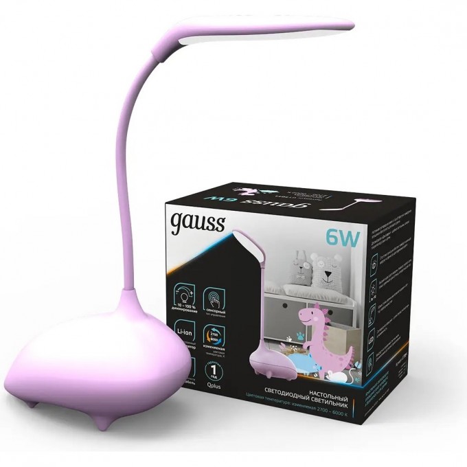 Светильник настольный GAUSS QPLUS GTL701 6W 330lm 2700-6000K 5V Li-ion 1200mA диммируемый LED 1/10/30 розовый GT7014 Светильник настольный GAUSS QPLUS GTL701 6W 330lm 2700-6000K 5V Li-ion 1200mA диммируемый LED 1/10/30 розовый GT7014