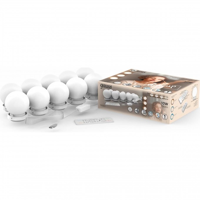 Светодиодный светильник GAUSS MAKEUP 780lm 220-240V для зеркала LED 1/8/48 MK001 Светодиодный светильник GAUSS MAKEUP 780lm 220-240V для зеркала LED 1/8/48 MK001